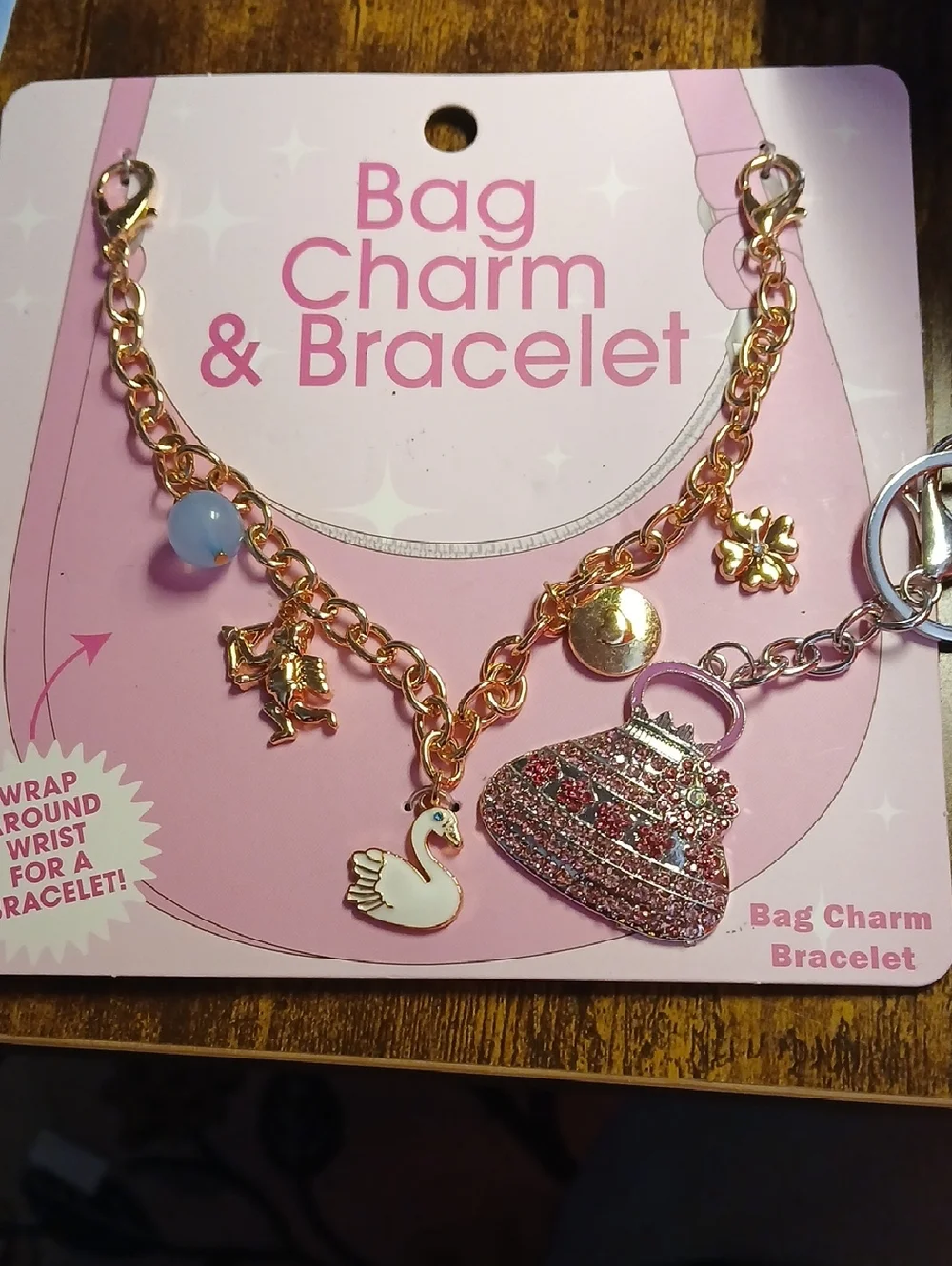 Bag Charm Chain And Crystal Purse Keychain Bundle
